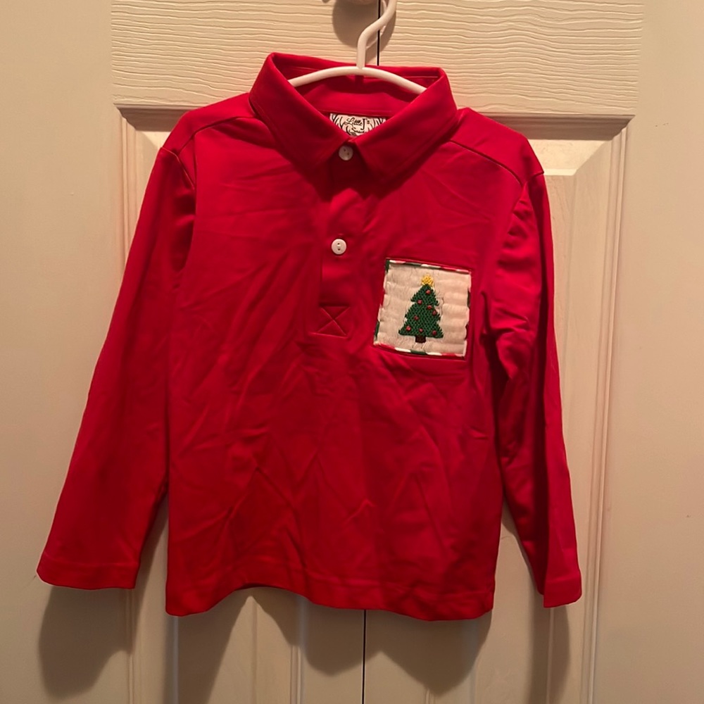Smock Polo Shirt with Christmas Tree